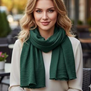 🆕NIP:Handmade Cotton Scarf- Dark Green